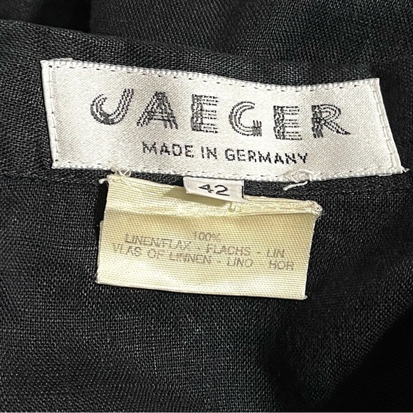 Jaeger Woman 100% LINEN Black Button Down Top Short Sleeve Shirt Size L - Picture 10 of 13
